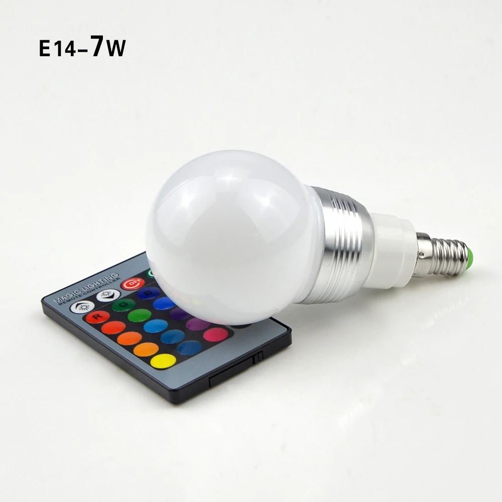 Светодиодная лампа E14 E27 RGB 5 Вт 7 85 265 в 16 цветов с дистанционным управлением для
