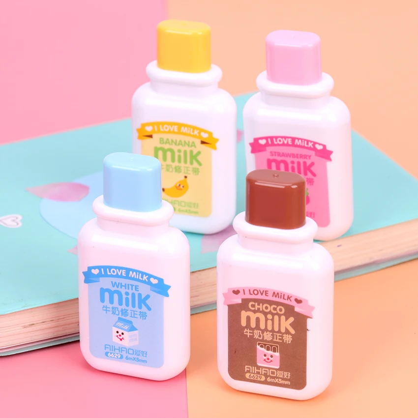 Milk Bottle Milky Correction Tape Kawaii Stationery Office School Supplies Material Escolar Sent at Random images - 6