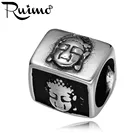 RUIMO полированная голова Будды 316L Нержавеющая сталь DIY длинный металлический браслет бисер с большим отверстием бусины для изготовления ювелирных изделий оптом