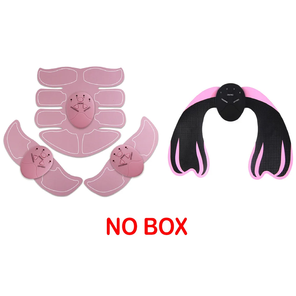pink 2 no box Фитнес миостимулятор мышц стимулятор пояс потеря веса EMS тренажер для бедер набор брюшных поясов для похудения ABS Набор стимуляторов мышц - Цвет: pink 2 no box