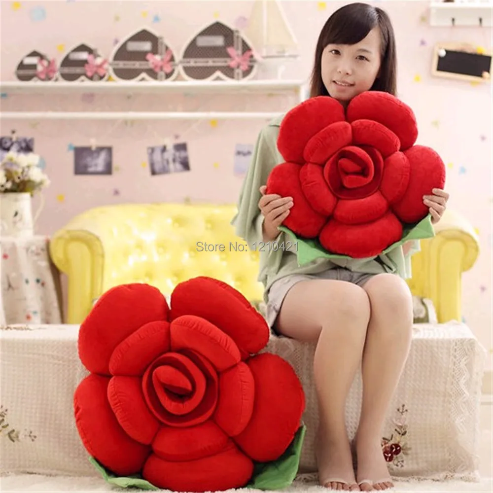 

1pcs Free shipping 40x40cm 3D Romantic Rose Shape Pillow Cushion Soft Office Home Sofa Decoration Decor