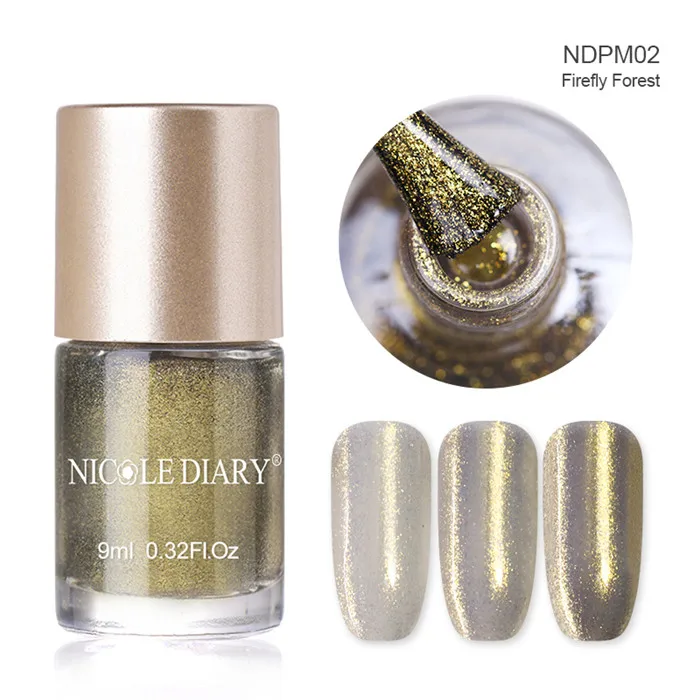 Water Based NDPM02 NICOLE DIARY 9ml Nail Polish Chameleon Metallic Jelly Holographic Polish Shiny Flakies Sequins Manicure Nail Art Lacquer Varnish - Цвет: Water Based NDPM02