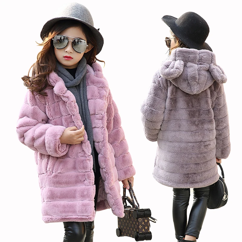 Girls Winter Coats 2019 Baby Hooded outerwear Thick Fluff Warm Coat Children Clothes Kids Velvet Outerwear | Детская одежда и