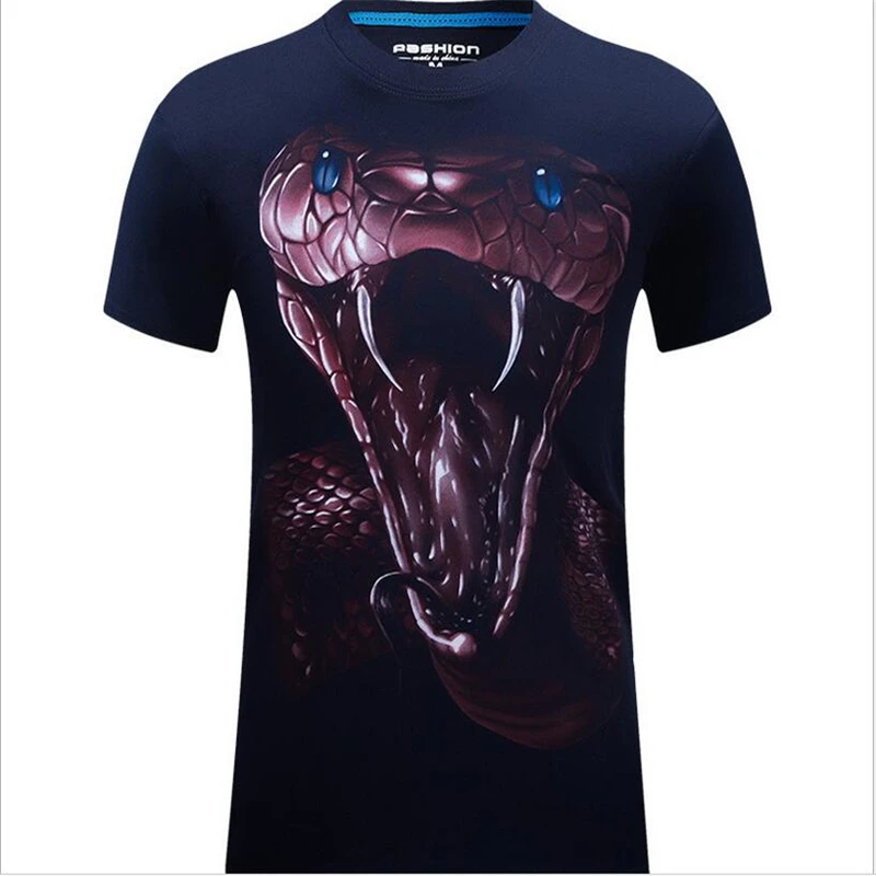 Футболка С коротким Рукавом Мода 3D Животных Кобра Печати Мужчин Тройники большой