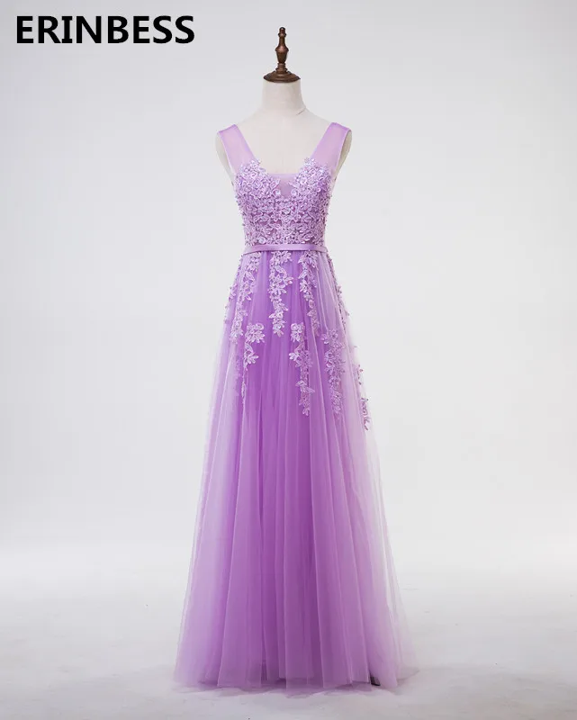 Vestido de festa сексуальное вечернее платье с v-образным вырезом Robe De Soiree высокое качество Серый Тюль с вечерние платья с аппликацией Настоящее фото - Цвет: light purple