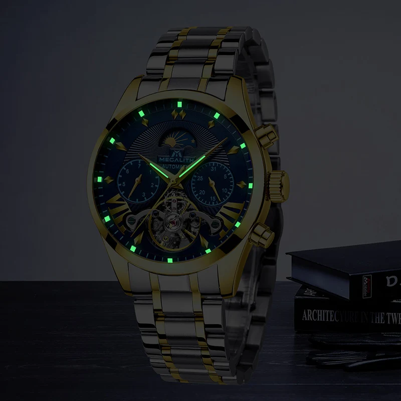 Часы MEGALITH мужские спортивные автоматические механические водонепроницаемые с