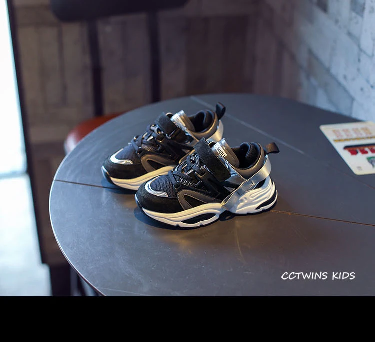 CCTWINS KIDS/ весенние детские модные спортивные кроссовки для маленьких девочек; Брендовые повседневные кроссовки из натуральной кожи для мальчиков; Цвет Черный; FS2572