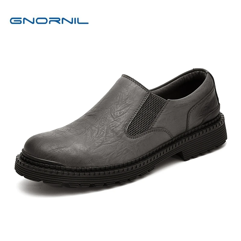 GNORNIL Brand Genuine Leather Men Shoes 2018 Autumn New Fashion Non-Slip Rubber Sole Casual Business Flats | Обувь