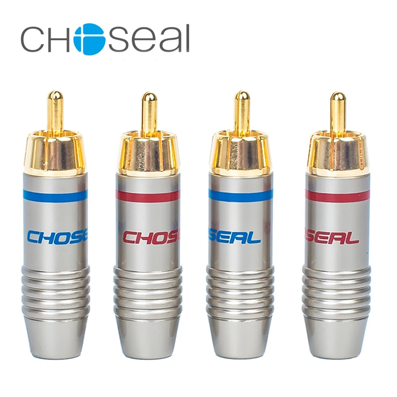 Choseal 30th юбилей QS6042 4 шт./лот DIY RCA разъем Золотая пластина штекер коаксиальный