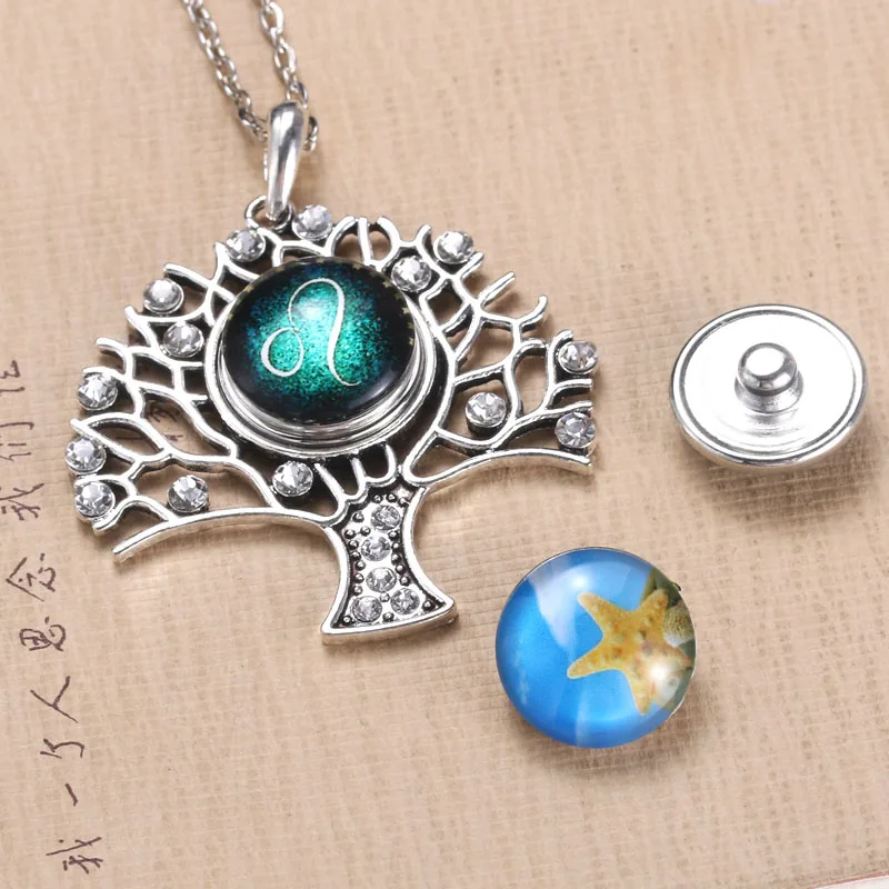 Snap Jewelry Tree of Life Pendant Necklace fit 18mm Button Necklaces For Women Chains 5154 | Украшения и аксессуары