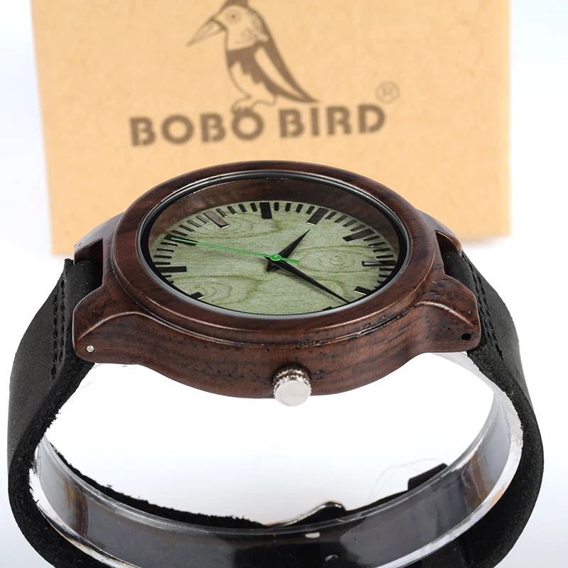 Мужские деревянные часы BOBO BIRD WC25 черные с деревянной ручкой| |