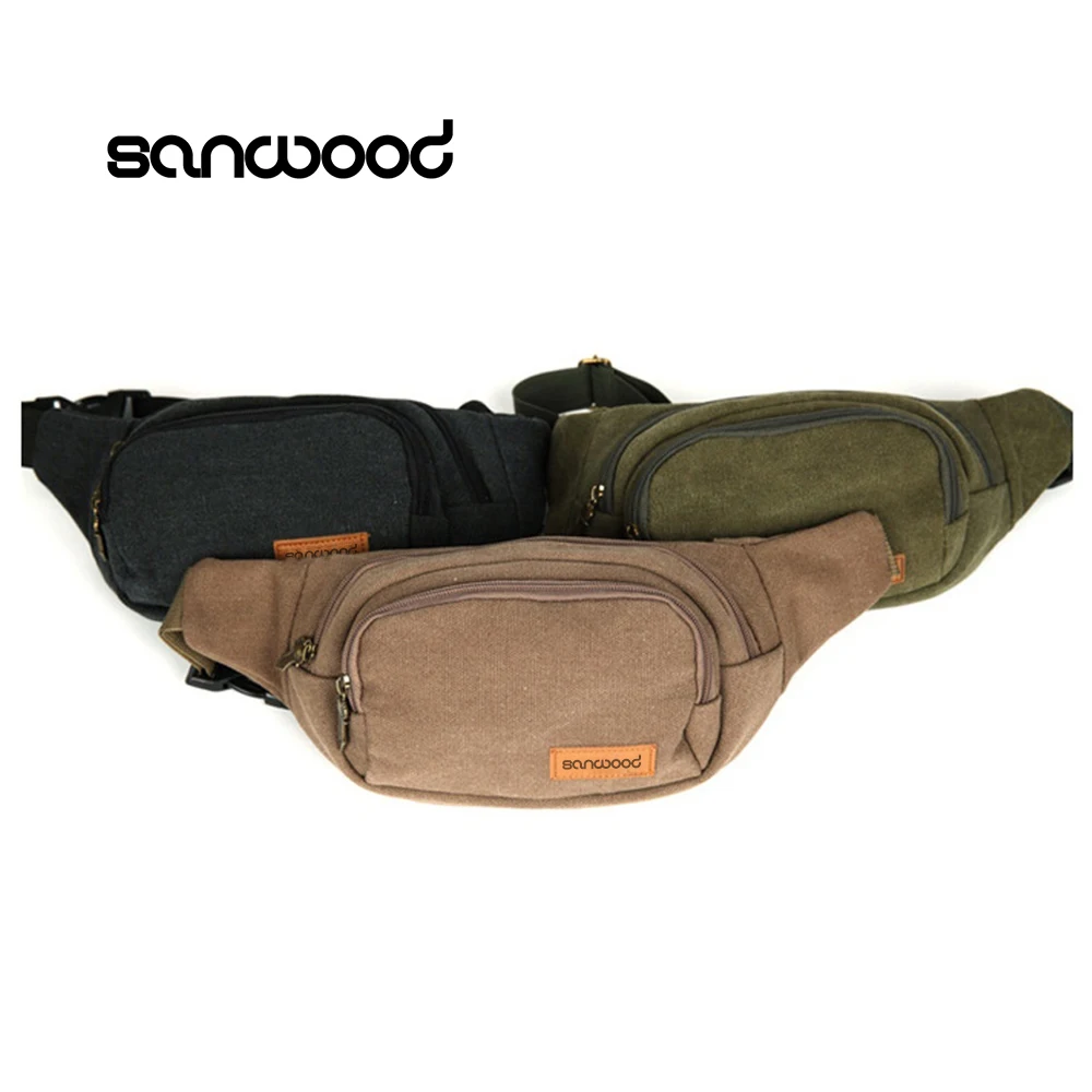 Холщовая Сумка с тремя карманами на молнии поясная сумка грудь чехлом для