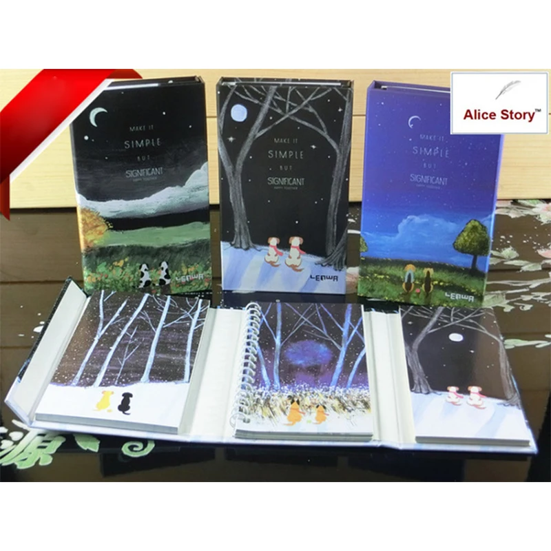 Винтажный простой блокнот в твердой обложке для собак 3 сложения маленький вида