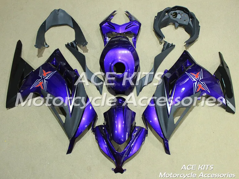 

New ABS motorcycle Fairing For Kawasaki Ninja300 2013-2017 Injection Bodywor astonishing black blue ACE No.812