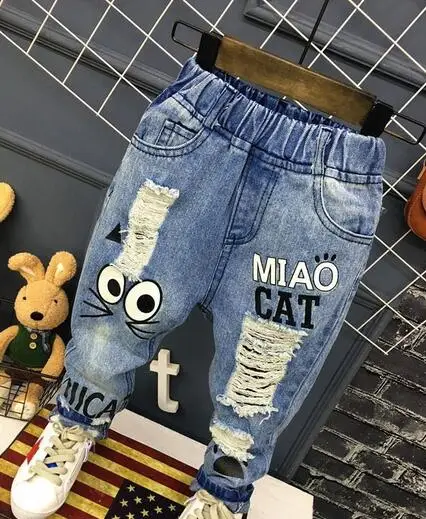 

JMFFY Brand Pants Kids Trousers Fashion Boys Jeans Children Boys Ripped Jeans Kids Denim Pants Baby Casual Jean Infant Boy 2-9T