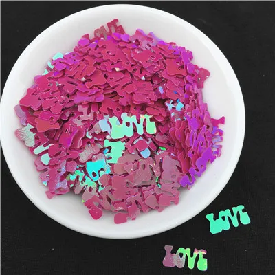 AB Fuchsia Color 15 г/упак. 360 шт 6*14 мм Цветная Любовь буквы форма свободная тесьма с пайетками для шитья Ремесло, женская одежда сумки DIY аксессуары - Цвет: AB Fuchsia Color