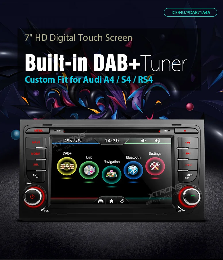 XTRONS " HD цифровой Сенсорный экран DAB+ Canbus gps автомобильный dvd плеер с навигацией плеер радио для Audi A4/S4/RS4 2002-2008/Seat EXEO