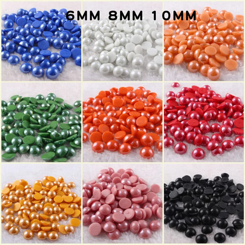 

6/8/10MM Flat Bottom Ceramic Drill Half Round Simulated Pearl Beads Connector for DIY Phone Case Bag Pendant Jewelry Accessories