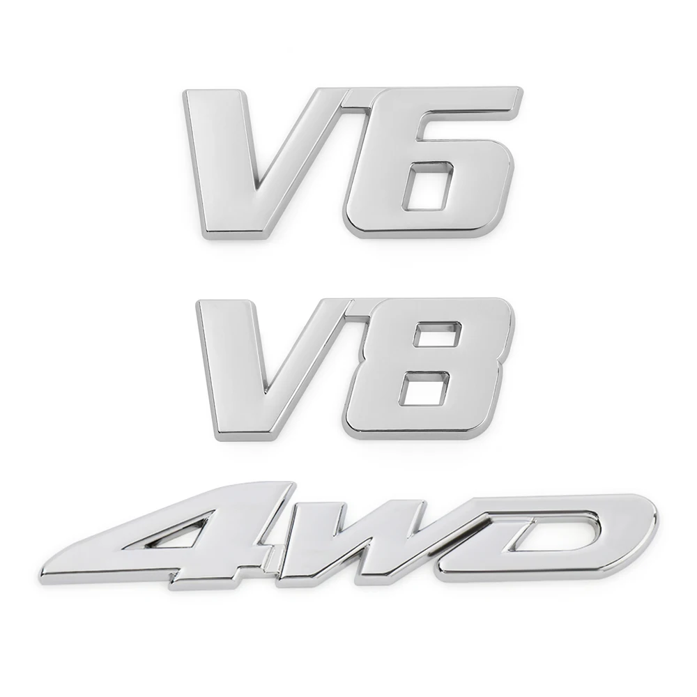 1 шт. 3D металлическая наклейка 4WD V6 V8 хромированная на заднюю дверь автомобиля