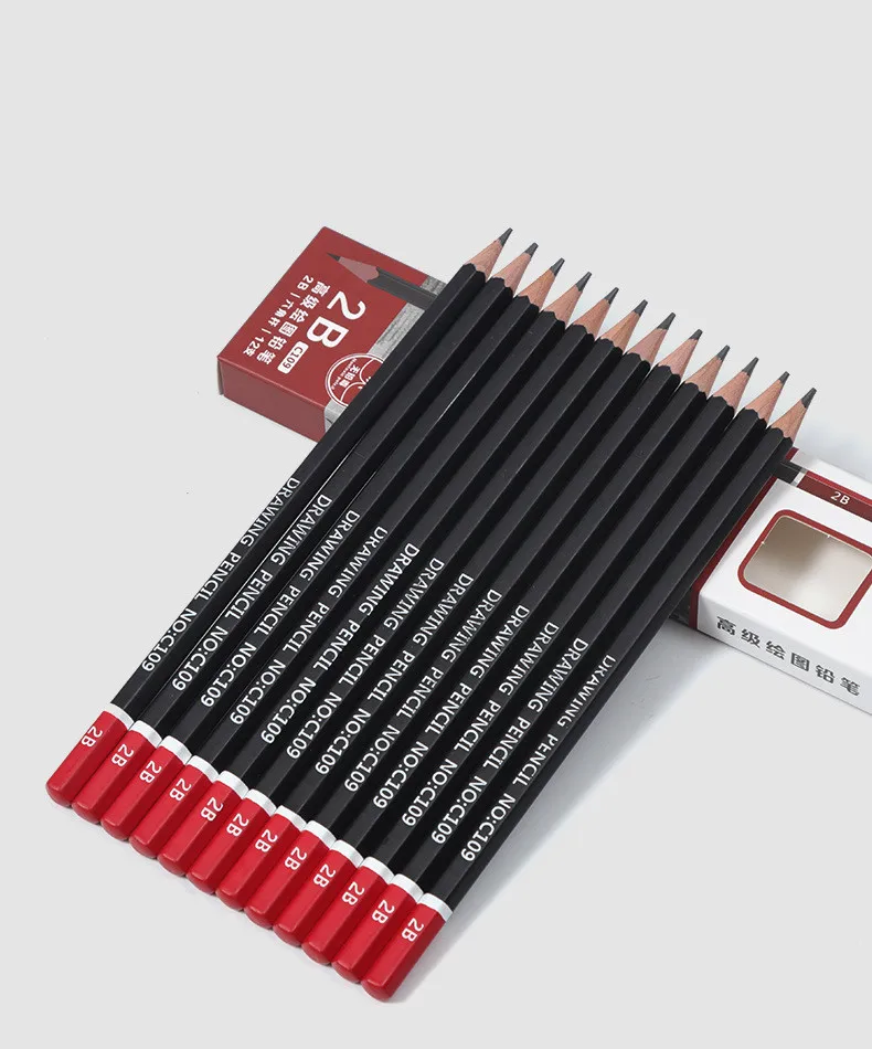 Эскизный карандаш HB 2B 3B 4B 5B 6B 8B 10B 2H 3H мягкая средняя жесткая углеродистая ручка для офиса и школы, карандаш для рисования