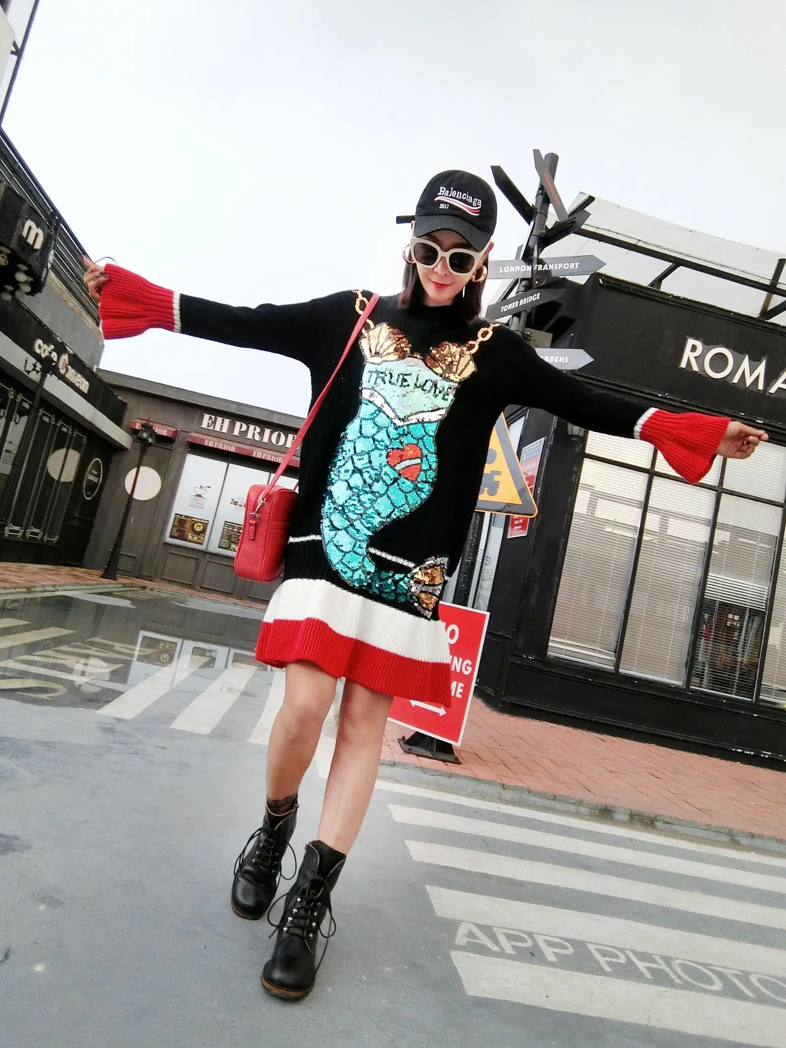 Тайский уличная мода Harajuku стиль дамы свитер свободные bf ulzzang Длинные Русалка Блестки Большие размеры свитер и юбка