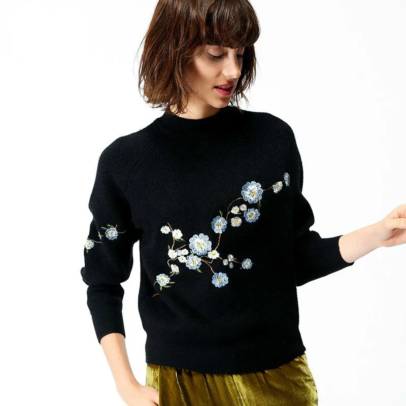 

Jumper Poncho Women Sweaters And Pullovers 2018 Spring High-end New Pattern Knitting Rendering Upper Garment Embroidery Sweater