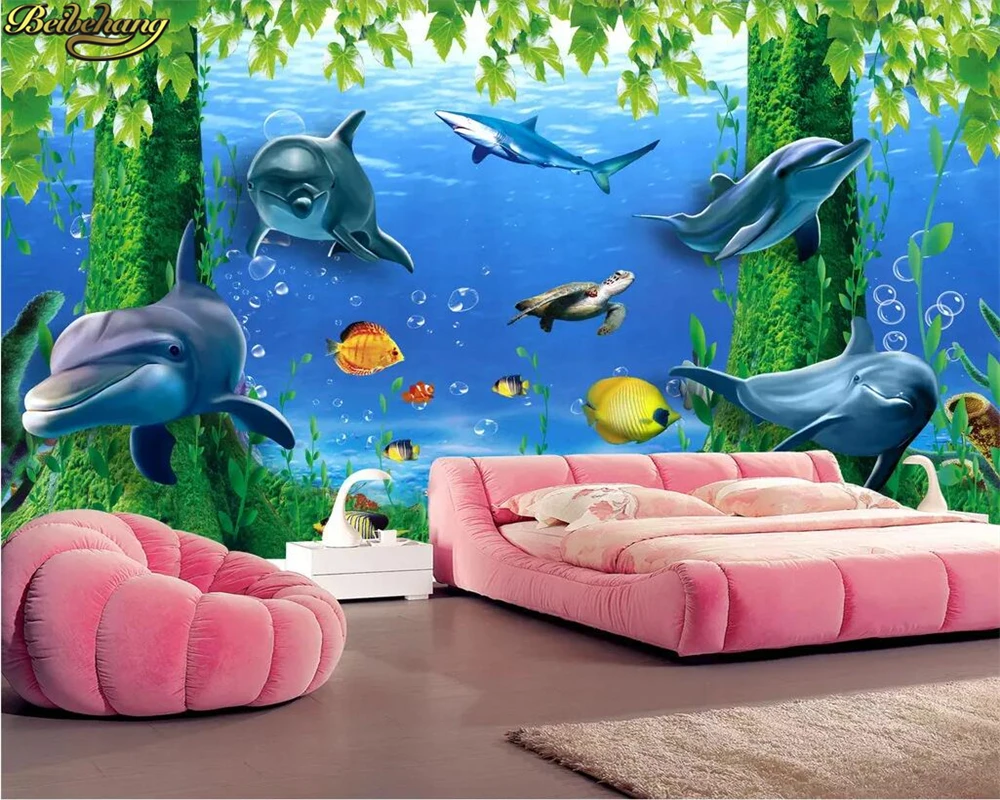Фотообои beibehang на заказ Фреска мечты подводная Сказочная страна 3D дельфин фон для