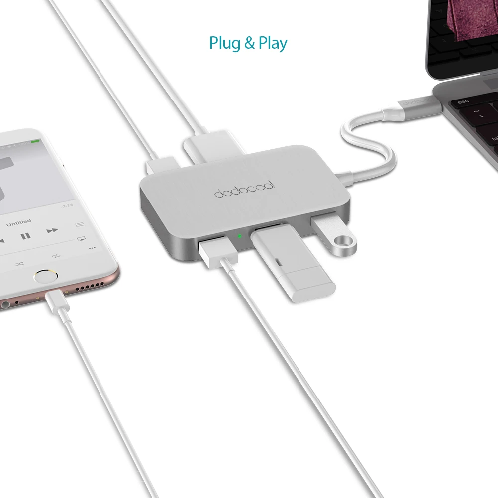 Dodocool алюминиевый концентратор USB 3,0 type C на 4 порта с выходным портом HDMI USB-C-HDMI концентратор 4K HD для MacBook Pro Google Chromebook