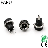 10pcs 3a 12v for dc power supply jack socket female panel mount connector 5 5mm 2 1mm plug adapter 2 terminal types 5 52