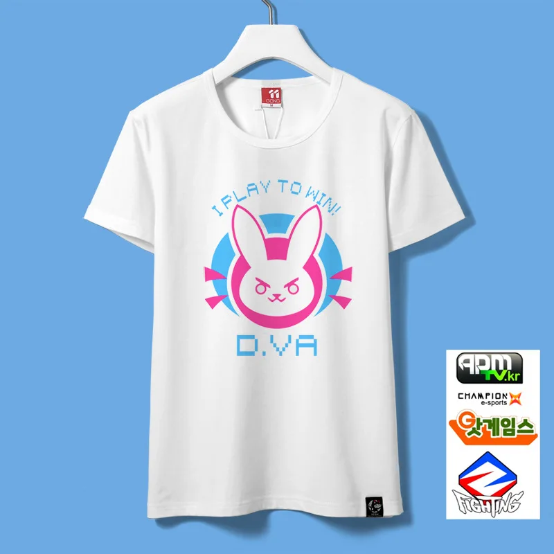 2019 новая хлопковая Футболка игры OW D.VA кролик косплей Dva унисекс с короткими