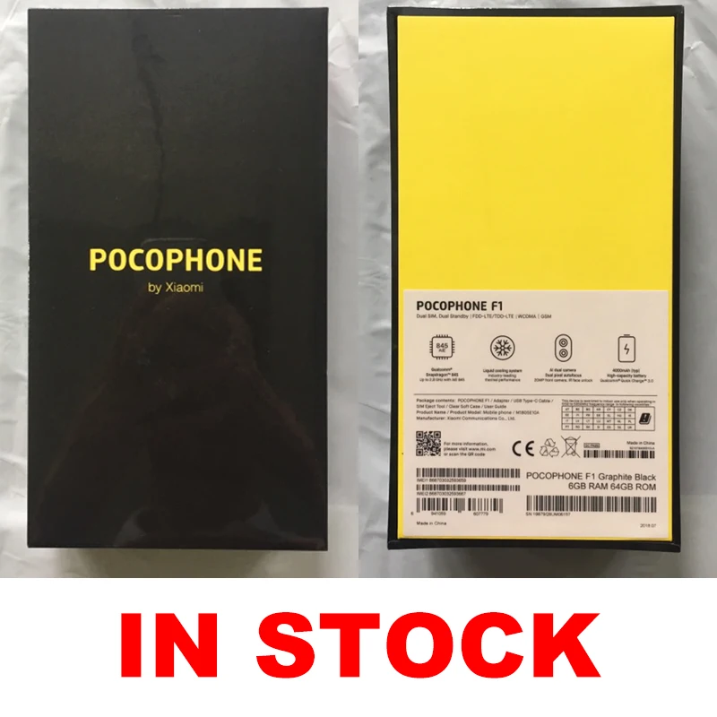 Смартфон Xiaomi POCOPHONE F1 POCO 6 ГБ 64 Гб Snapdragon 845 18 дюйма с двумя камерами на весь экран AI