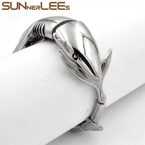 

SUNNERLEES Fashion Jewelry Mens Womens Punk Shark Link Chain Stainless Steel Bracelet SSB15
