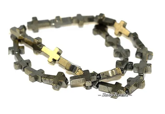 

Palazzo Iron Pyrite Gemstones Cross 15X10MM Loose Beads 7 inch Half Strand 12 beads (90106994-107)