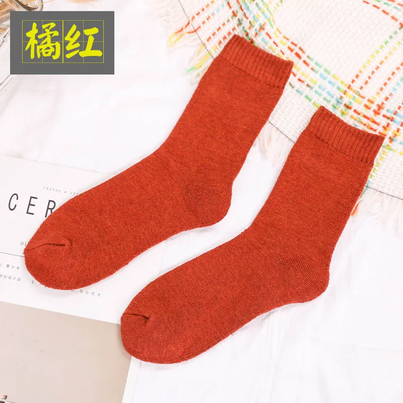 5pairs orange 5 пара/лот, мужские хлопковые и шерстяные плотные теплые носки, Компрессионные носки, Off White, одноцветные, 10 цветов, мужские носки, calcetines hombre - Цвет: 5pairs orange