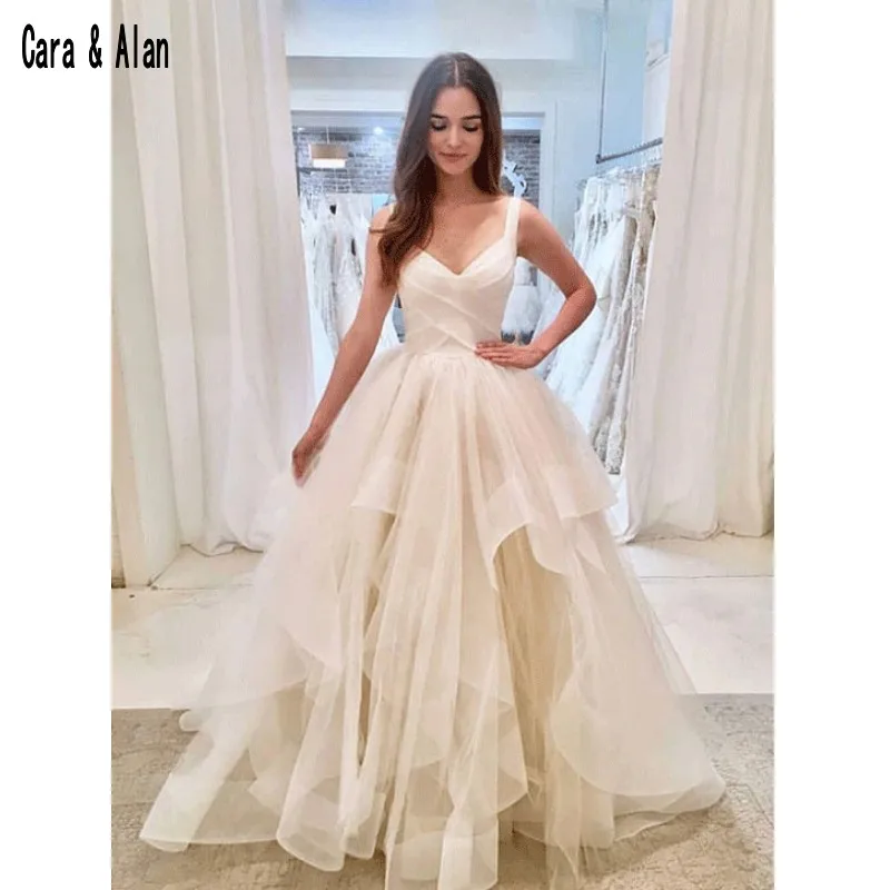 

Simple Wedding Dresses 2019 Tulle Vestido De Noiva Ruffles Skirt Robe De Mariage Cheap Bridal Gowns