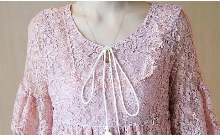 Рубашка для беременных с кружевными рукавами юбка Платья Одежда платье