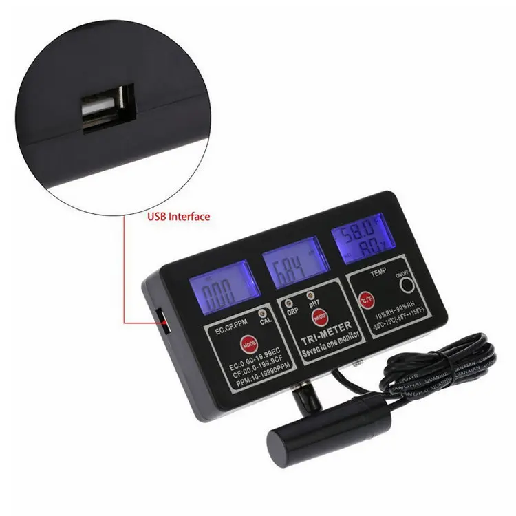 Многофункциональный монитор качества воды цифровой lcd ОВП pH RH проводимость EC CF TDS(PPM) темп метр электрод анализатор с подсветкой