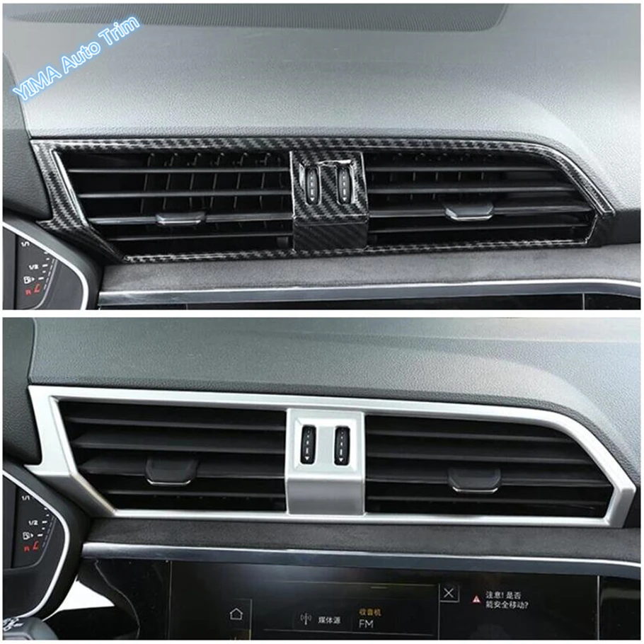 

Auto Styling Central Air Conditioning AC Outlet Vent Frame Cover Trim Fit For Audi Q3 2019 2020 2021 / Matte Carbon Fiber ABS