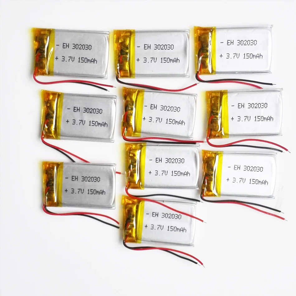 Оптовая продажа 10 шт 3 7 V 150mAh литий полимерный LiPo аккумуляторная батарея 302030 для Mp3