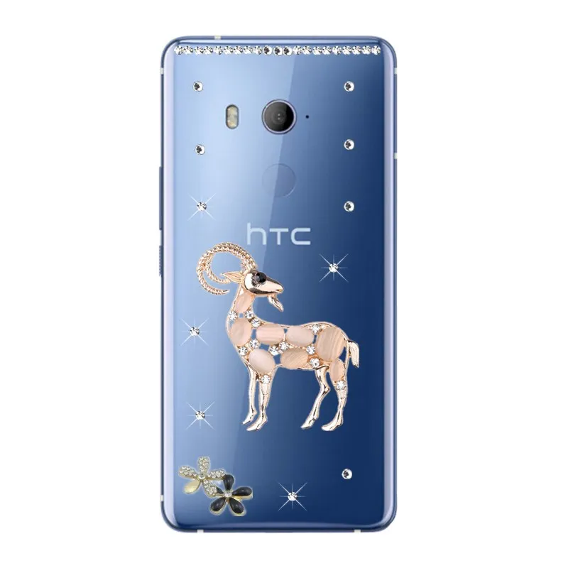 Красивый розовый кристально прозрачный чехол с бриллиантами для HTC Desire 12 Plus 12s U11