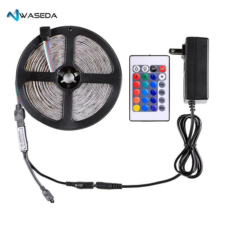 Набор светодиодных лент Waseda водонепроницаемый DC12V SMD 3528 16 4 футов (5 м) 300