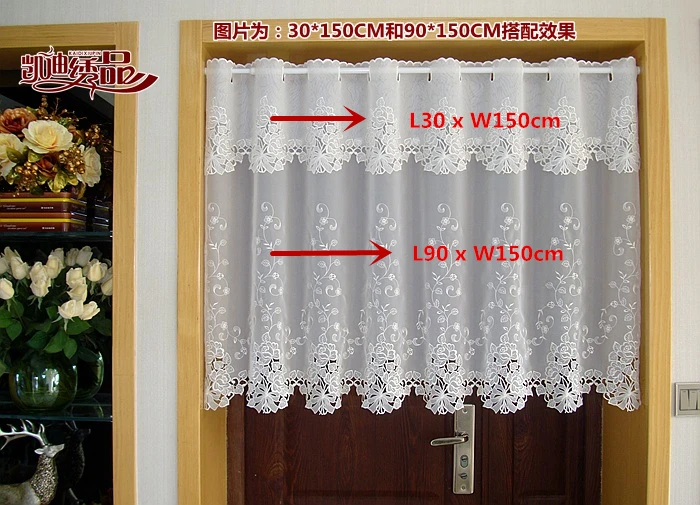 countryside half curtain luxurious embroidered window valance lace hem coffee curtain for kitchen cabinet door a 114 free global shipping