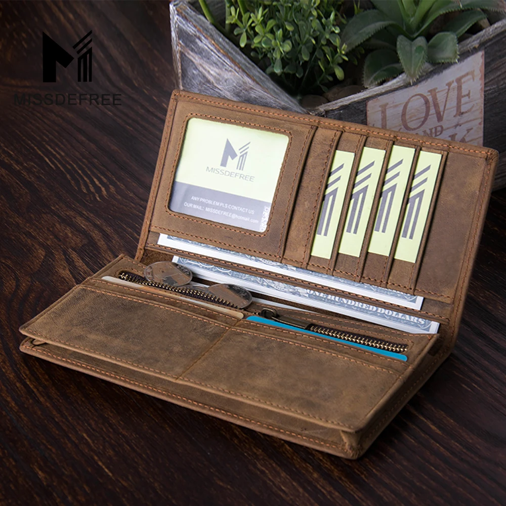 Высокое Качество Природной Натуральная Кожа Долго Бумажник Для Мужчин Carteira Masculina
