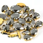 Гематит, высококачественный стеклянный кристалл, стразы для пришивания с кристаллом коготь, КАПЛЕВИДНАЯ пришивка на коготь, Стразы для одежды B3794