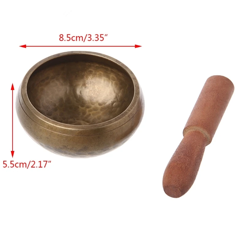 8.5cm Музыкальная латунная Поющая чаша Буддизм Поющая чаша непальская латунь чаша ручной работы тибетский колокольчик Йога медная чакра оптом - Цвет: 8.5cm