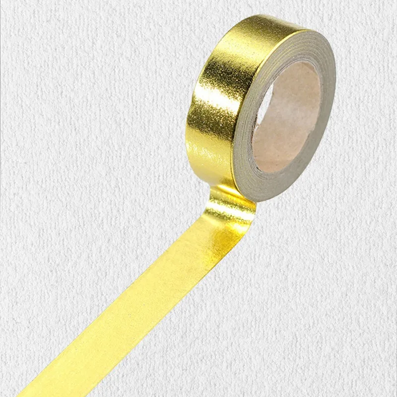 Винтажная клейкая лента Washi моющаяся бумажная ткань Золотая фольга школьные