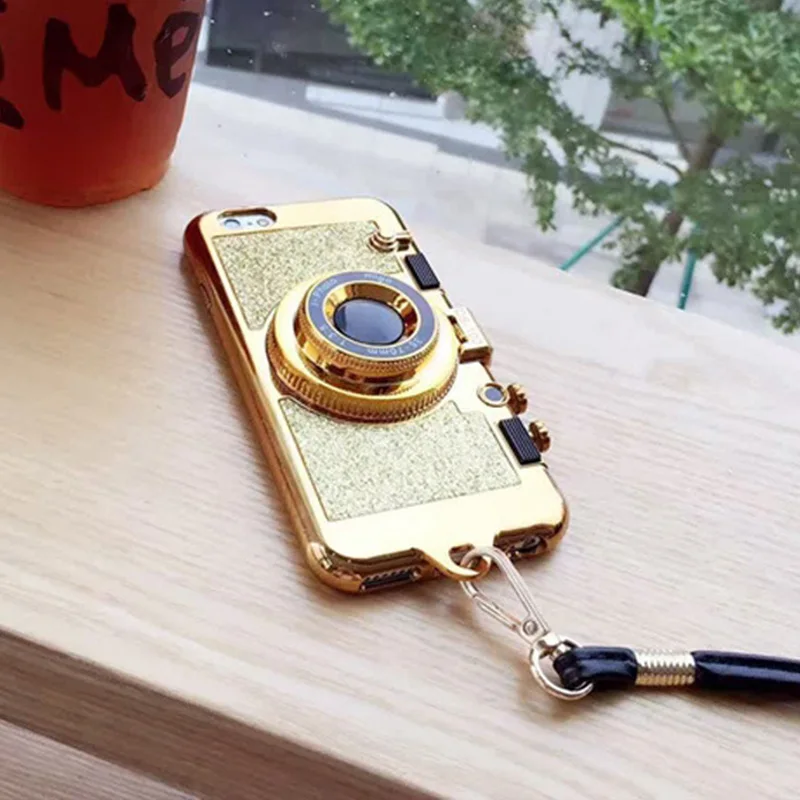 Роскошные блестящие чехлы для телефонов iPhone XS Max XR X 10 8 7 6 6s Plus, мягкий силиконовый чехол-подставка, держатель, зеркальный ремешок - Цвет: GOLD