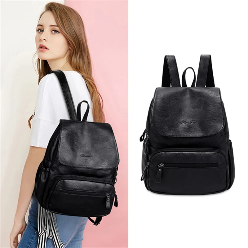 Trend new Women bag Solid Color PU Leather backpacks fashion casual youth student | Багаж и сумки
