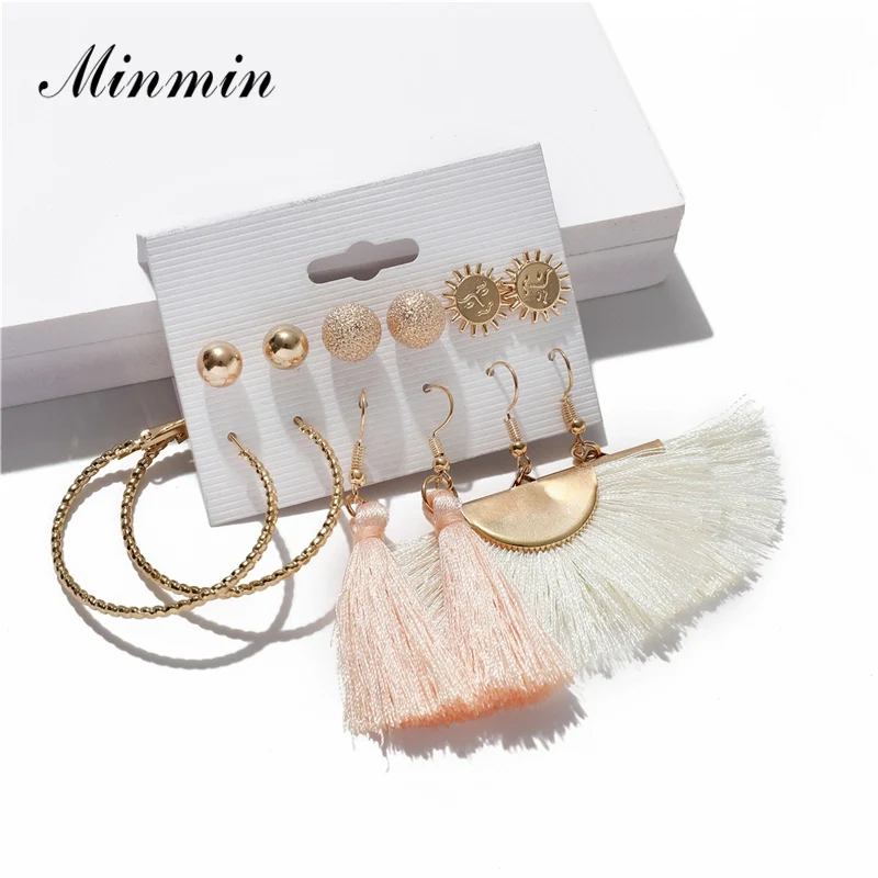 Minmin 12 видов стилей Boho Этнические длинные серьги кисточки с бахромой для женщин 6