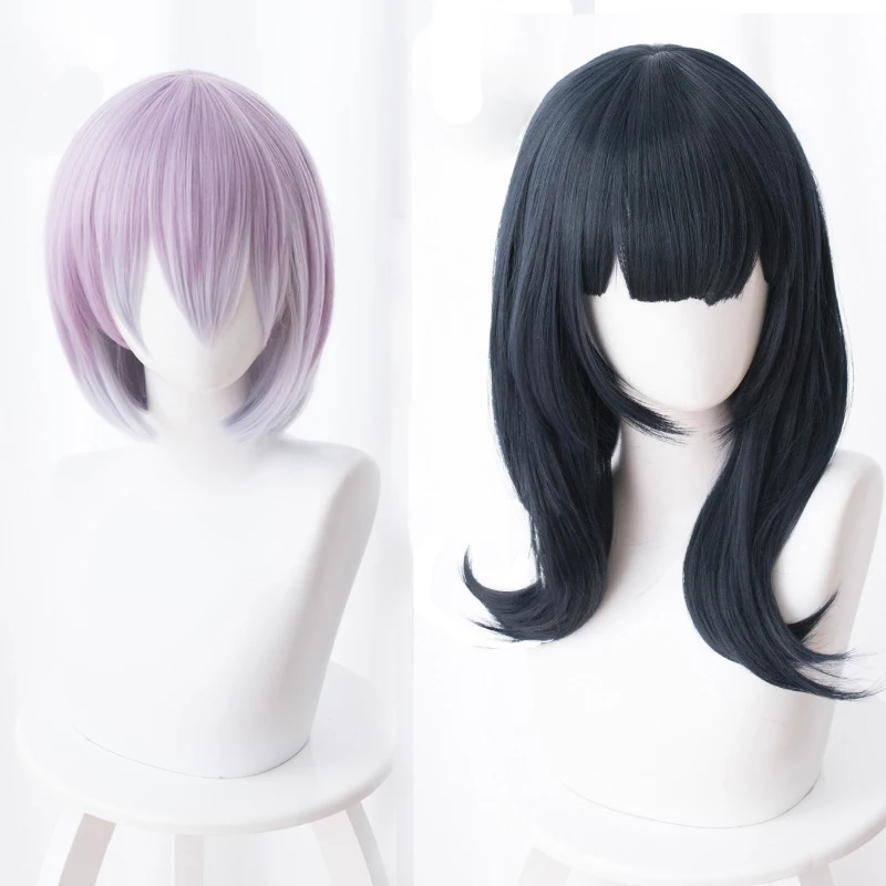 SSSS.GRIDMAN Takarada Rikka Ink-blue Cosplay Wig Shinjo Akane Purple Gradient White Anime Short Straight Synthetic Hair |